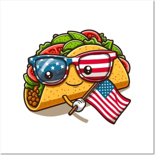 Tacos holding an American flag design Posters and Art